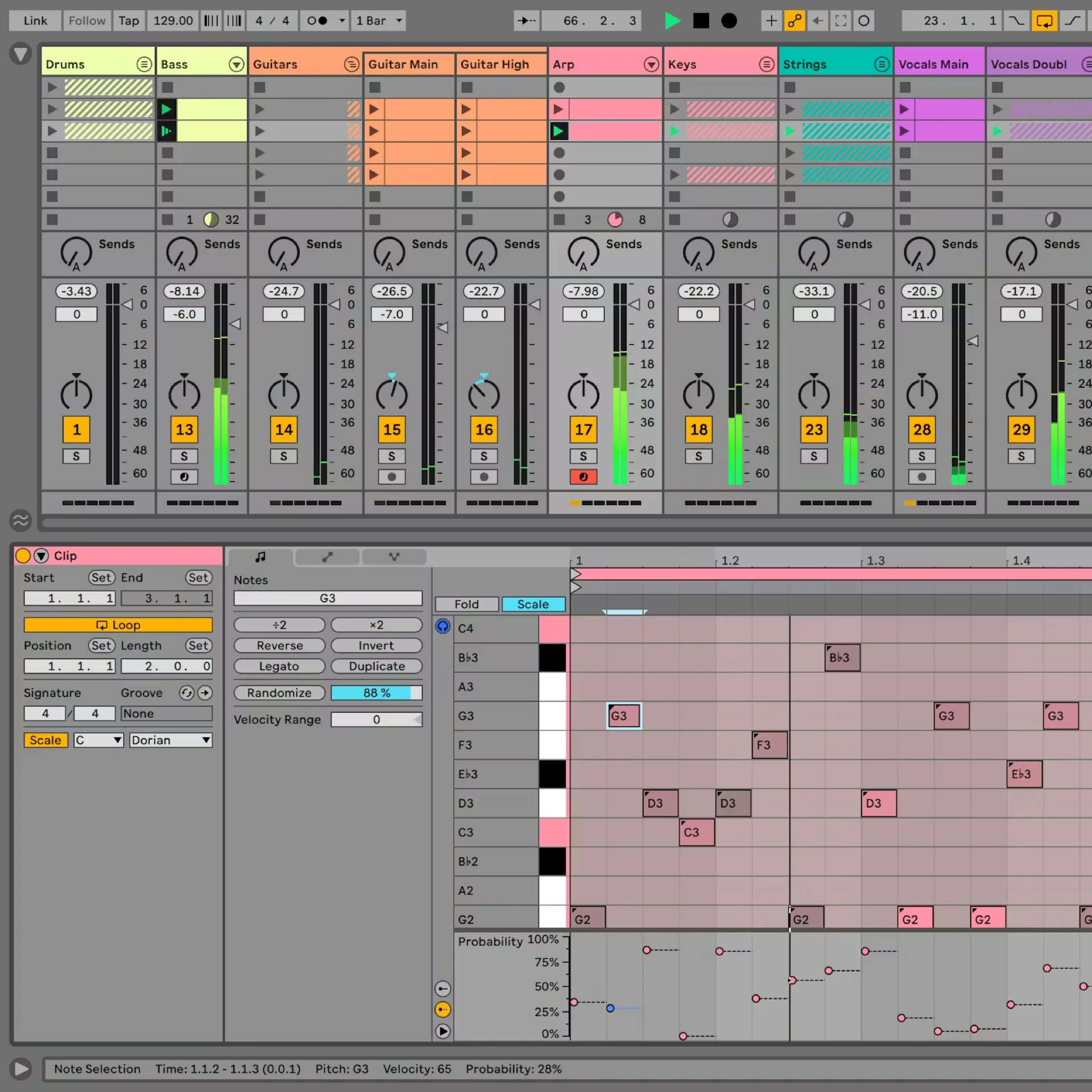 Ableton Live Session View para performance ao vivo