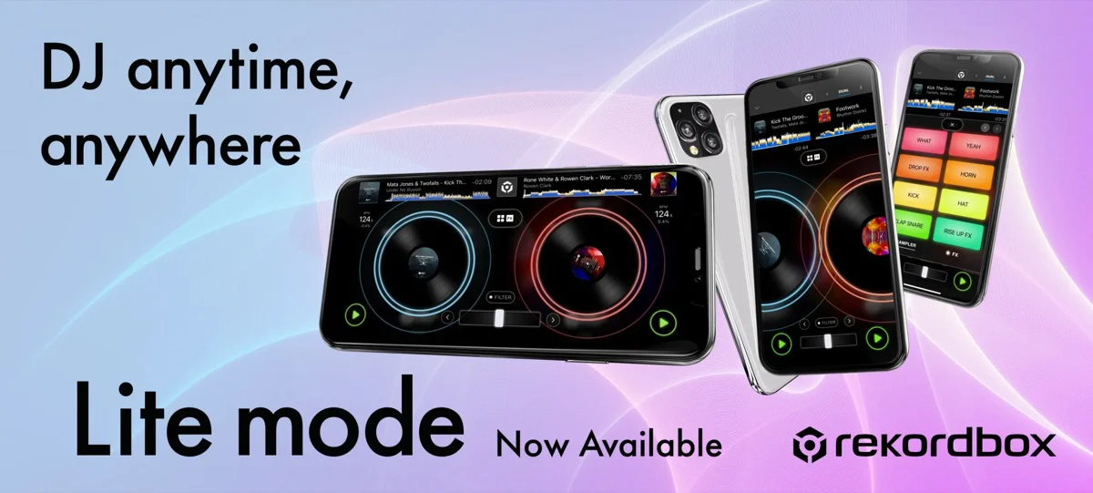 Aluno iniciante de DJ com celular · Rekordbox Lite Mode gratuito · DJ Ban EMC São Paulo